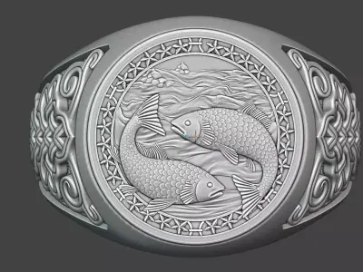 ZODIAC PISCES RING 3D print model