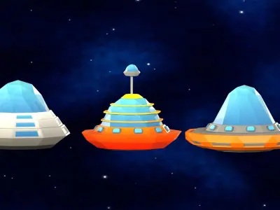 Flying Saucers Low Poly Pack Low-poly 3D model