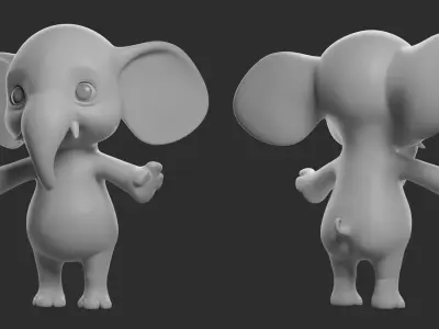 Cartoon Elephant II  Basemesh Low-poly 3D model