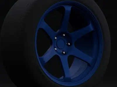 Volk TE37 Aftermarket Wheel Low-poly 3D model