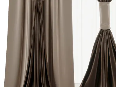 Curtains with Roman blinds Low-poly 3D model