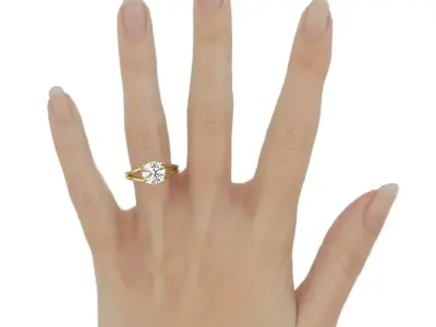 Split Shank Round Center Stone Engagement Ring 3D print model