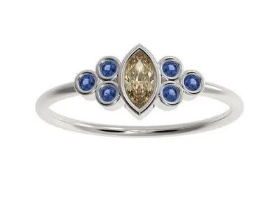 7 Basel ring with different central stones  3D Model Pack