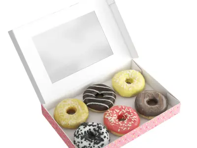 Donuts in Box 3D model