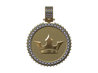 Crown Iced diamond pendant with bail 3D print model