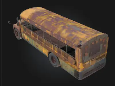 Abandoned School Bus  Haunting Relic of Forgotten Roads 3D model