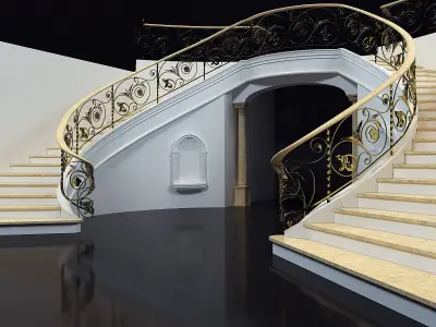 classical marble staircase 3D model