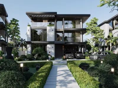 River Front House Estates Low-poly 3D model