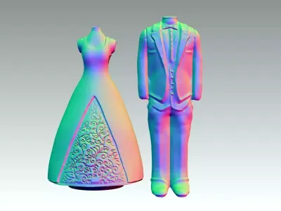CANDLE MOLD BRIDE AND GROOM STATUE SHELF ART 3D print model