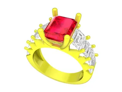 A7516 Fashion Diamond Emerald Women Ring 3D Model 3D print model