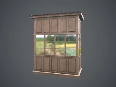 Soviet closed wood balcony for house - A Low-poly 3D model
