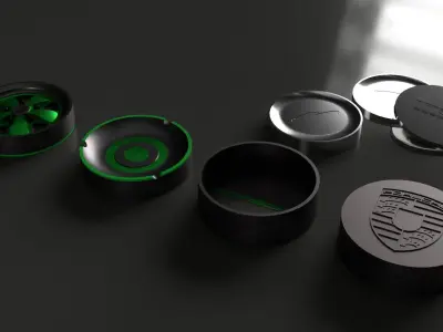 PORSCHE CARRERA INSPIRED ASHTRAY AND COASTERS SET 3D model