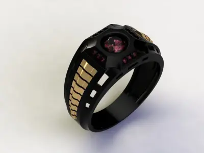 man ring cross black 3D print model