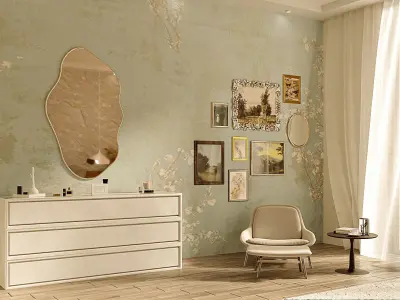 modern-vintage lakeview bedroom interior scene 3d model 3D model