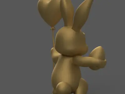 Happy Easter Bunny 3D STL File for Decoration Gifts 3D print model