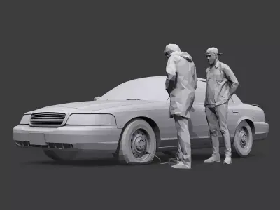 Road Accident Low-poly 3D model