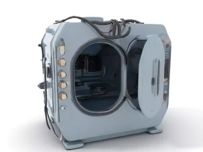 Retro Futuristic Control Chamber Model Pack Low-poly 3D model