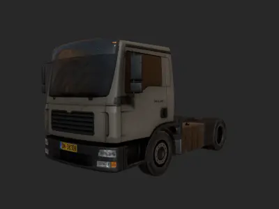 Big Truck With Trailer Low-poly 3D model