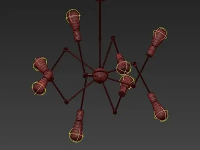 ATOMIC 8 spider chandelier with six bulbs 3D model