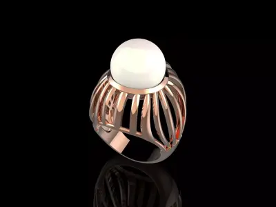 Fashion Ring With Pearl 3D Print Model 3D print model