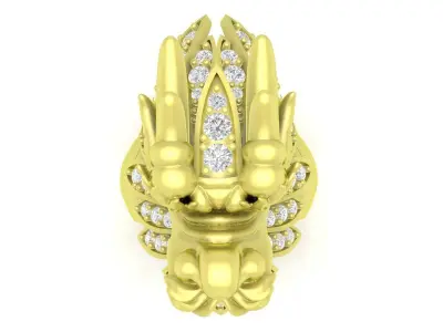 Luxury Dragon Head Men Ring with Diamond Details 3D Model  3849 3D print model