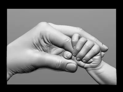 Hand of mother and child 3D print model 3D print model