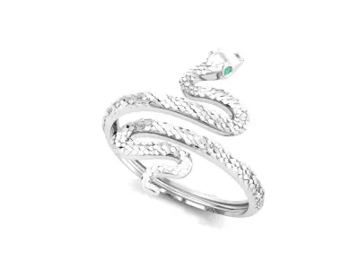 Gold Snake Ring Emerald Eyes Jewelry Rings Printable 3D print model