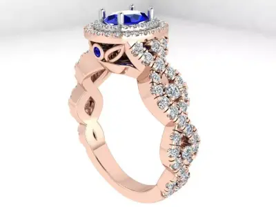 Oval Halo Twisted Ring 3433 3D print model
