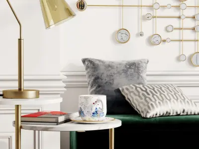 Ottoman with decor set 3D model