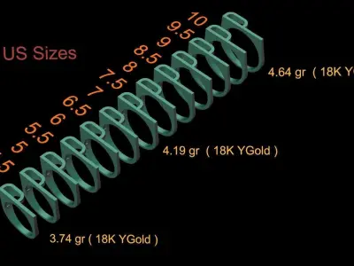 alphabet ring letter P 3D print model