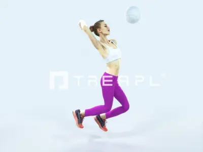 Beauty 17H Jumping Smashing Sports Volleyball Woman Low-poly 3D model