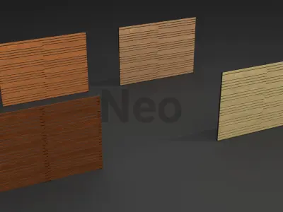 Wooden Fence Pack - Modern Wooden Fence Collection Low-poly 3D model