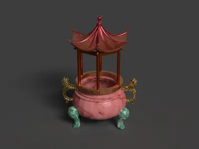 Chinese incense burner   Low-poly 3D model