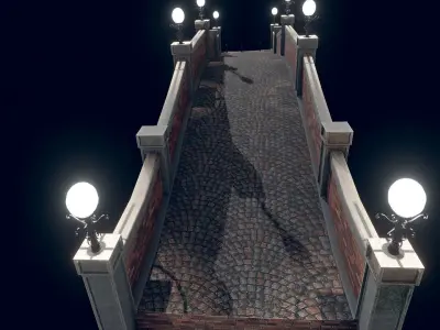 Bridge 5 with lights Low-poly 3D model