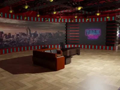 Talk Show TV Studio Low-poly 3D model