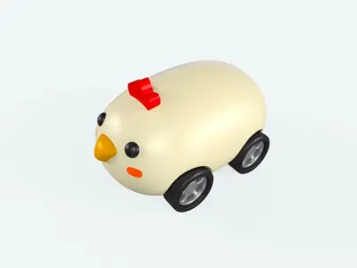 Cartoon Chicken Car Cute Low-poly 3D model