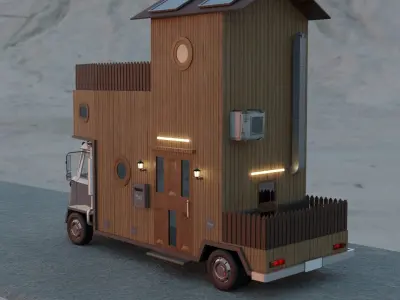 Caravan Truck  House Low-poly 3D model Low-poly 3D model