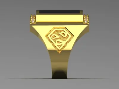 Man yellow gold ring with onyx stone model mr0230 3D print model