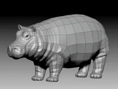 3D HIPPOPOTAMUS - LOWPOLY Low-poly 3D model