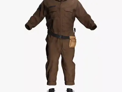 Male Workshop Jumpsuit Boots Low-poly 3D model