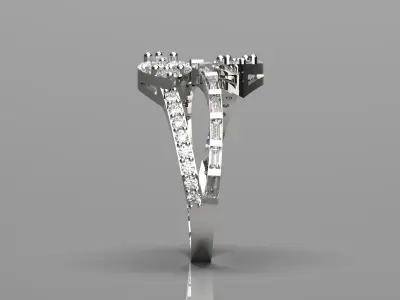 Luxury double-ended ring with marquise baguette diamonds jr00096 3D print model