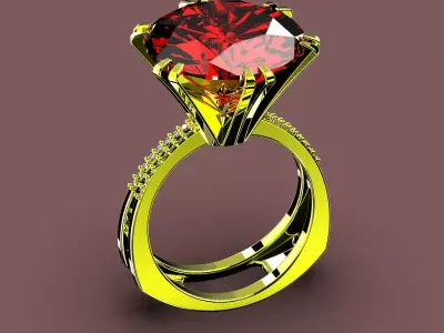 3D model Solitaire Round Cut EL Ring-PV 3D print model