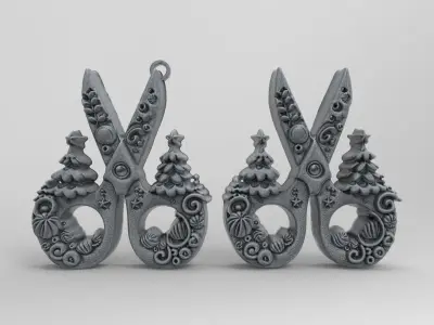 scissor christmas tree decor  3D print model