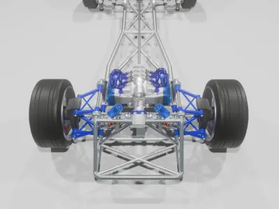 race car chassis-suspension-engine 3D model