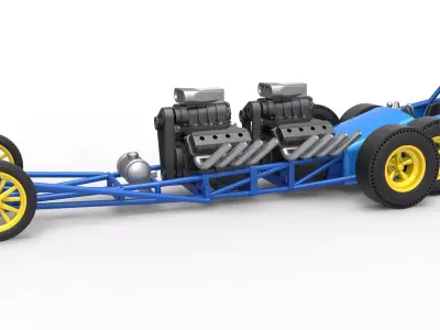 Front engine 6 wheeled dragster Version 2 Scale 1 to 25 3D print model