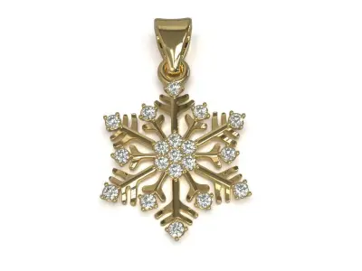 Snowflake pendant with gems 3D print model
