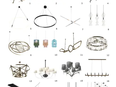 Ceiling Lights Pack - 80 models Low-poly 3D model