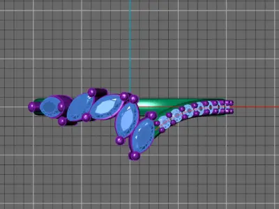 Marquis and Round diamonds wedding band 3D print model