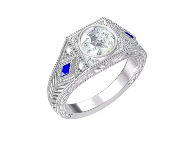 Vintage Artdeco Ring  925 Sterling Silver 3D print model