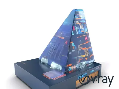 Futuristic Neon Skyscraper Mirror Surface model pack Low-poly 3D model